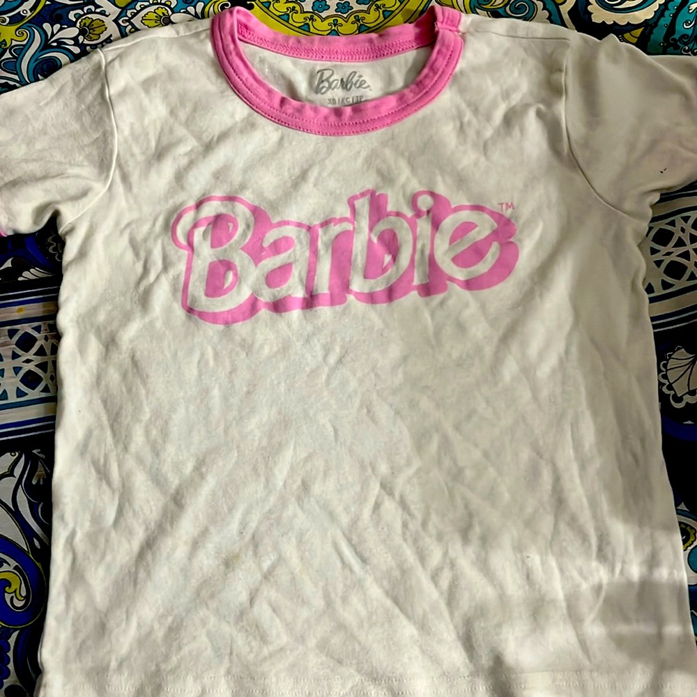 Brand: Barbie   Size: Xs  Color: white with pink on the outline